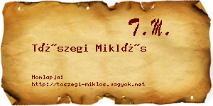 Tószegi Miklós névjegykártya